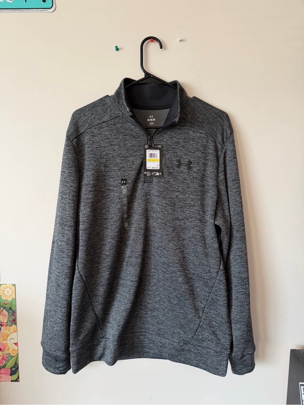 Under Armour Heather Gray Fleece Twist Quarter-Zip Pullover
